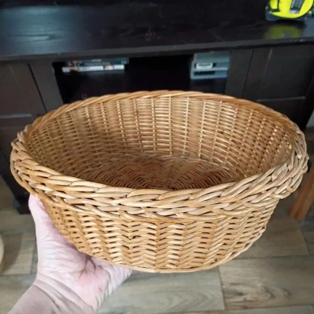 Round Wicker Basket Farmhouse Country Decoration